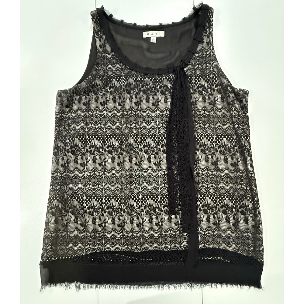 Cabi Emily 552 Black Lace Tank Top Womens Size L Sleeveless 284